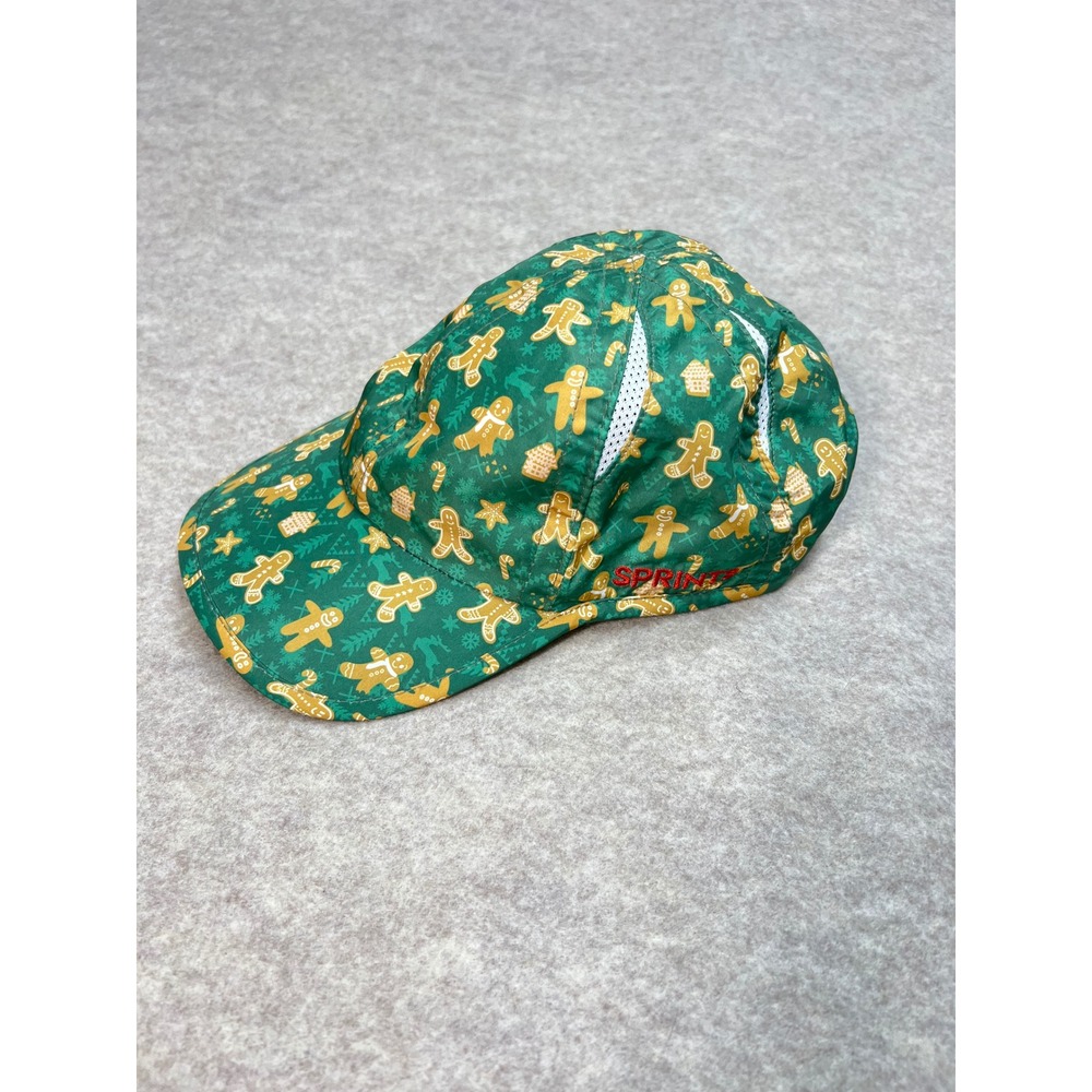 Sprints Gingerbread Man Running Hat Green Holiday Performance Mesh Athletic Cap